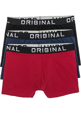 Boxershorts eng (3er Pack) in rot von vorne - bonprix