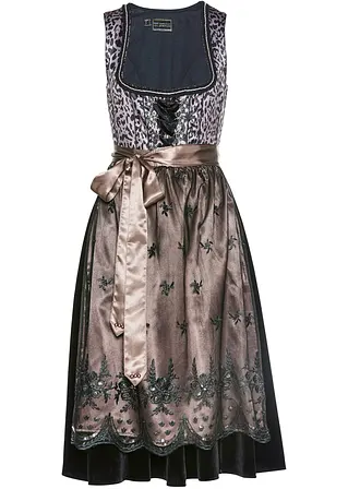 Dirndl mit Leomuster in schwarz von vorne - bonprix