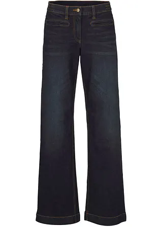 Wide Leg Jeans Mid Waist in blau von vorne - bonprix