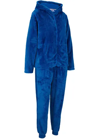 Kuschel-Fleece-Jogginganzug (2-tlg.Set) in blau von vorne - bonprix