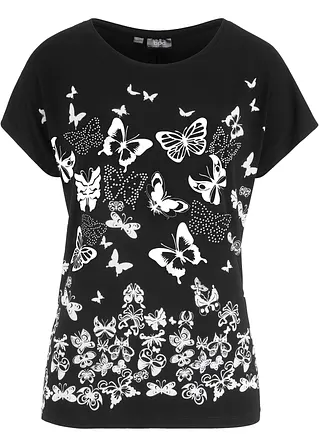 T-Shirt mit Viskose-Anteil, bedruckt in schwarz - bonprix