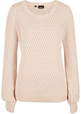 Pullover mit Strukturstrick in beige von vorne - bonprix