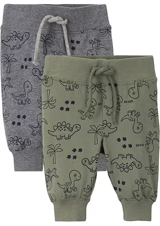 Baby Shirthose aus Bio Baumwolle (2er Pack) in grün von vorne - bonprix