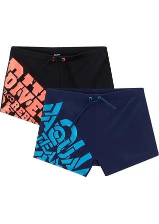 Badehose (2er Pack) in blau von vorne - bonprix
