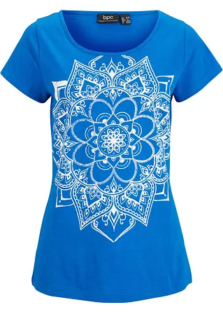 Flammgarn-Shirt, Kurzarm in blau von vorne - bonprix