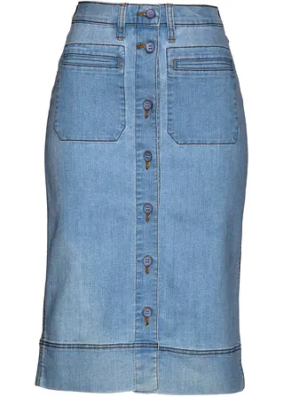 Jeansrock mit Knöpfen in blau von vorne - bonprix