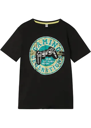 T-Shirt aus Bio Baumwolle in schwarz von vorne - bonprix