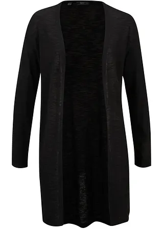 Longstrickjacke, offen in schwarz von vorne - bonprix