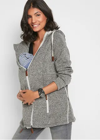 Fleece-Umstands- und Tragejacke in grau von vorne (im Anschnitt) - bonprix