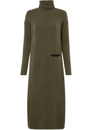Strickkleid mit Rollkragen in grün von vorne - bonprix