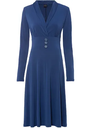 Jerseykleid mit Knöpfen in blau von vorne - bonprix