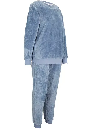 Kuschel-Fleece-Jogginganzug (2-tlg.Set) in blau von vorne - bonprix