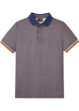 Jersey Poloshirt aus reiner Bio-Baumwolle, Kurzarm in blau von vorne - bonprix