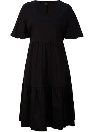 Jerseykleid aus reiner Baumwolle in schwarz von vorne - bonprix