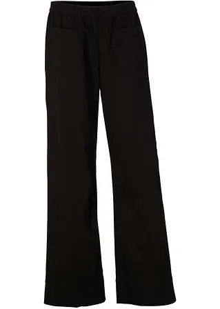 Twillhose mit ausgestelltem Bein und High-Waist-Bequembund in schwarz von vorne - bonprix