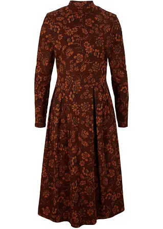 Jerseykleid mir Druck, langarm in braun von vorne - bonprix