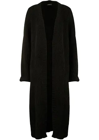 Lange Strickjacke in schwarz von vorne - bonprix