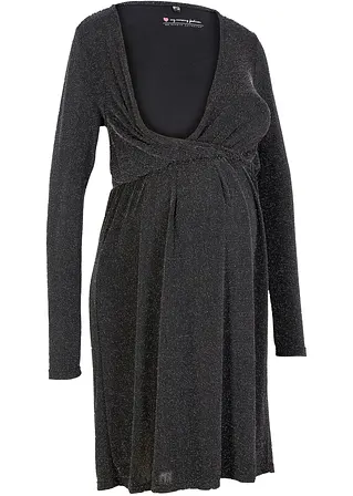 Festlich glizerndes Umstands- und Stillkleid in schwarz von vorne - bonprix