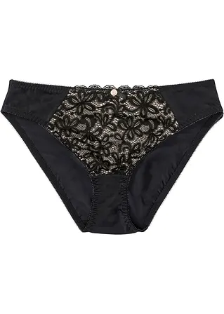 Spitzenverzierter Slip in schwarz von vorne - bonprix