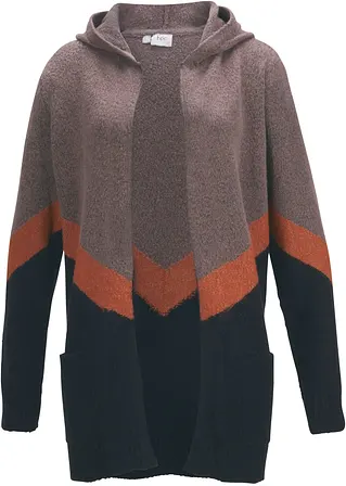 Strickmantel mit Colour-Blocking in braun von vorne - bpc bonprix collection