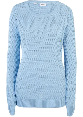Pullover mit Strukturstrick in blau von vorne - bonprix