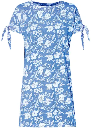 Jerseykleid mit Blumendruck in blau von vorne - bonprix