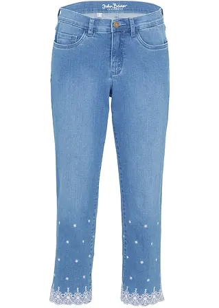 Capri Straight Jeans Mid Waist in blau von vorne - bonprix