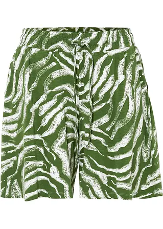 Weite Viskose-Jerseyshorts mit High-Waist-Bequembund in grün von vorne - bonprix