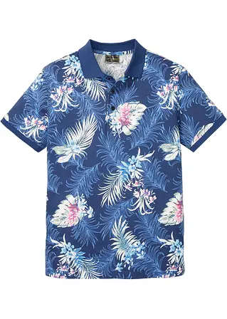 Jersey Poloshirt aus reiner Bio-Baumwolle, Kurzarm in blau von vorne - bonprix