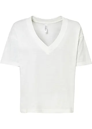 Oversize-Shirt aus reiner Bio-Baumwolle in weiß von vorne - bonprix
