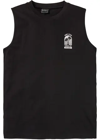 Muskel-Shirt aus reiner Baumwolle, Loose Fit in schwarz von vorne - bonprix