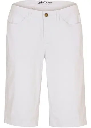 Jeans Bermuda Mid Waist, Stretch in weiß von vorne - bonprix