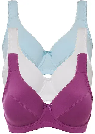 BH mit Bügel mit Bio Baumwolle  (3er Pack) in lila von vorne - bonprix