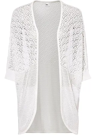 Longstrickjacke in weiß von vorne - bonprix