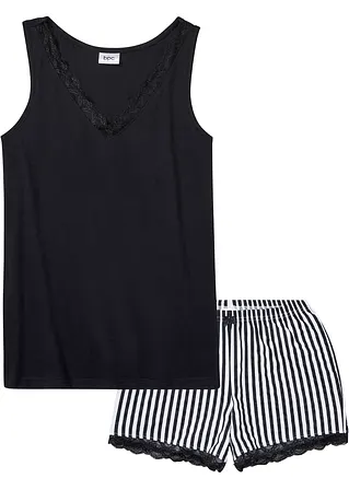 Shorty mit feiner Spitze in schwarz von vorne - bonprix