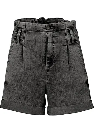 Paperbag Jeans-Shorts in schwarz von vorne - bonprix