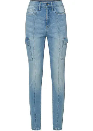 Skinny-Cargo-Jeans in blau von vorne - bonprix