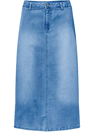 Stretch-Jeansrock, Midi-Länge in blau von vorne - bonprix