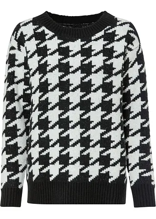 Strick-Pullover mit Rundhalsausschnitt in schwarz von vorne - bonprix