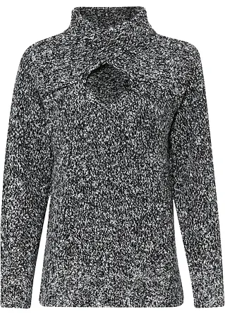 Cut-Out Pullover in schwarz von vorne - bonprix