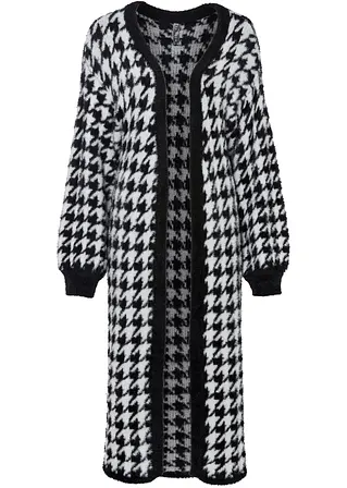 Loose Fit Cardigan mit Hahnentrittmuster in schwarz von vorne - bonprix