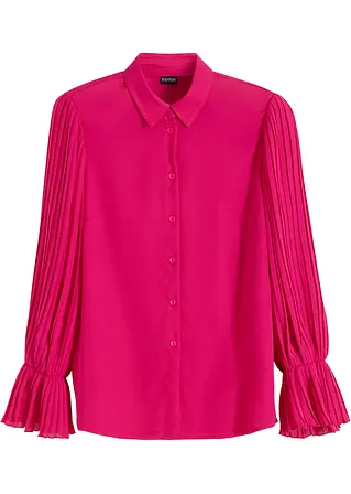 Bluse mit Plissée-Ärmeln in pink von vorne - bonprix