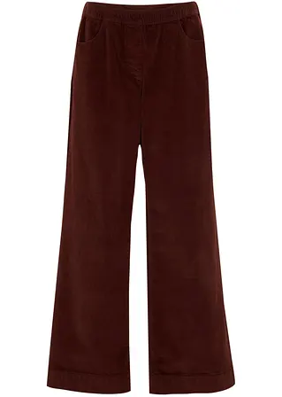 Weite Stretch-Cordhose, High-Waist in braun von vorne - bonprix