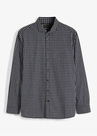 Business-Hemd aus reiner Baumwolle, Regular Fit in schwarz von vorne - bonprix