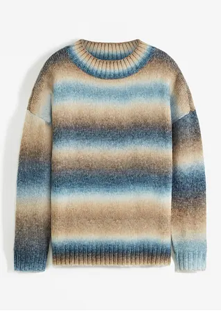 Pullover mit Farbverlauf und Wollanteil in blau von vorne - bonprix