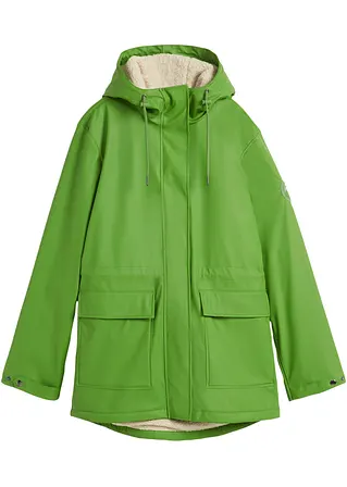 Regenjacke mit Teddyfutter in grün von vorne - bonprix