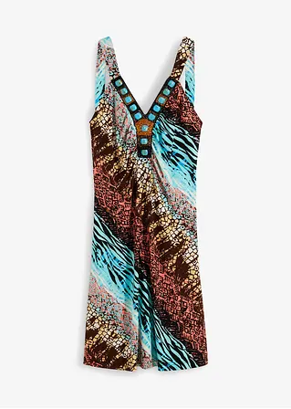 Jerseykleid in A-Linie in blau von vorne - bonprix