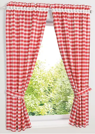 Vorhang mit Raffhalter (2er Pack) in rot - bpc living bonprix collection