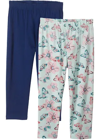 Capri-Leggings mit Bio-Baumwolle (2er Pack) in blau von vorne - bonprix