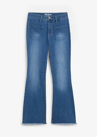 Flared Jeans High Waist, Stretch in blau von vorne - bonprix